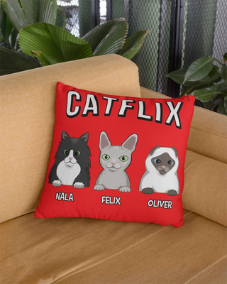 Catflix Pillow (Red)