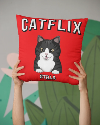 Catflix Pillow (Red)