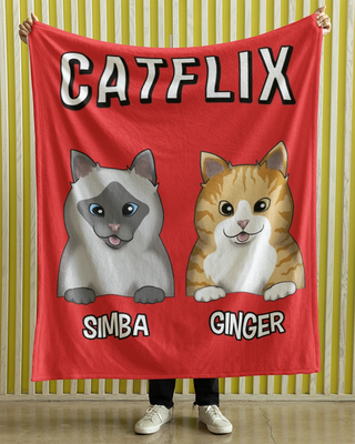 Catflix Fleece Blanket (Red)