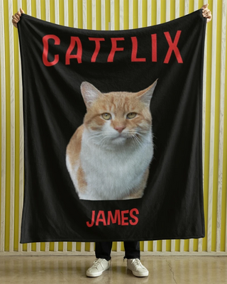 Catflix Fleece Photo Blanket (Black)