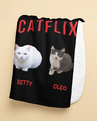 Catflix Fleece Photo Blanket (Black)