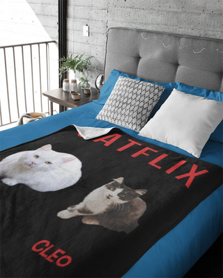 Catflix Fleece Photo Blanket (Black)