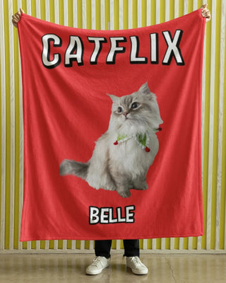 Catflix Fleece Photo Blanket (Red)