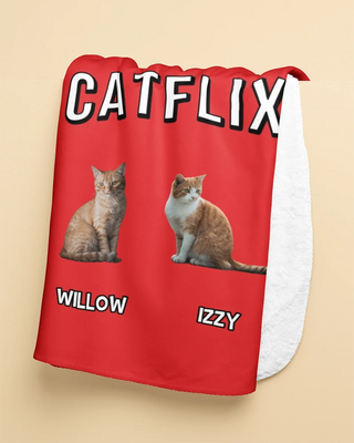 Catflix Fleece Photo Blanket (Red)