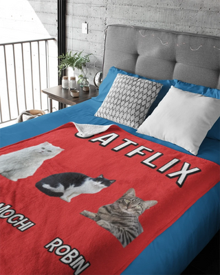 Catflix Fleece Photo Blanket (Red)