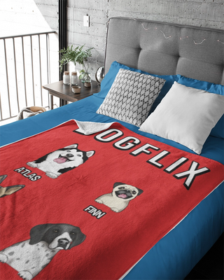 Dogflix Fleece Blanket (Red)