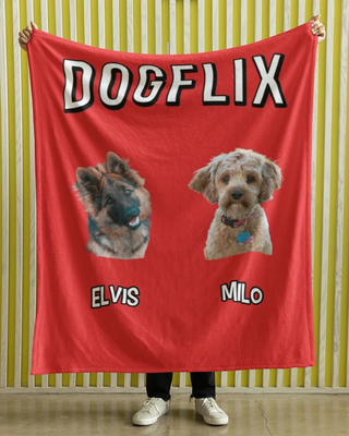 Dogflix Fleece Photo Blanket (Red)