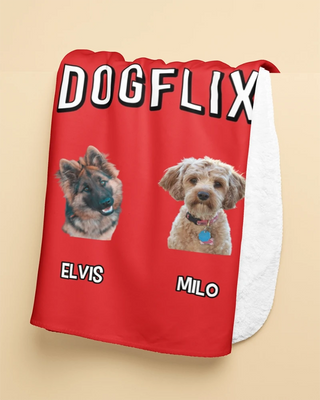 Dogflix Fleece Photo Blanket (Red)