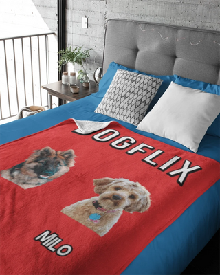 Dogflix Fleece Photo Blanket (Red)