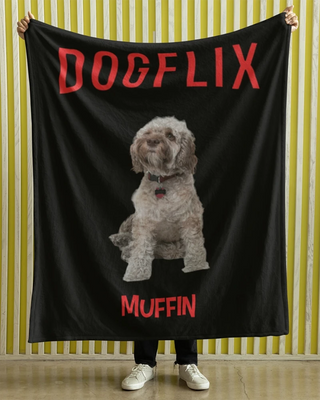 Dogflix Fleece Photo Blanket (Black)