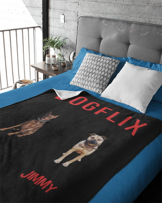 Dogflix Fleece Photo Blanket (Black)