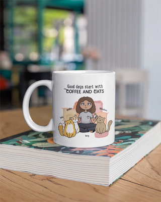 "Good Days Start With Coffee and Cats" - Personalized Mug