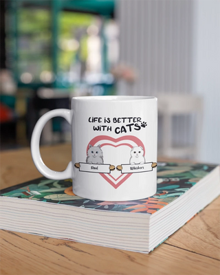 "Life is Better with Cats" - Personalized Mug